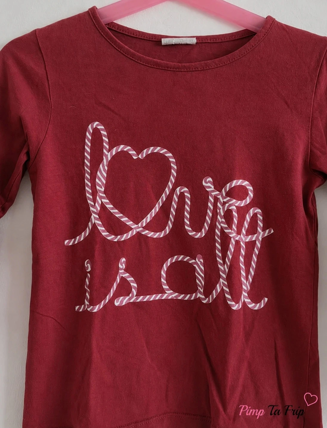 Lange mouw T-shirt meisje Love is all – 3/4 jaar – Baksteen rood – photo 2